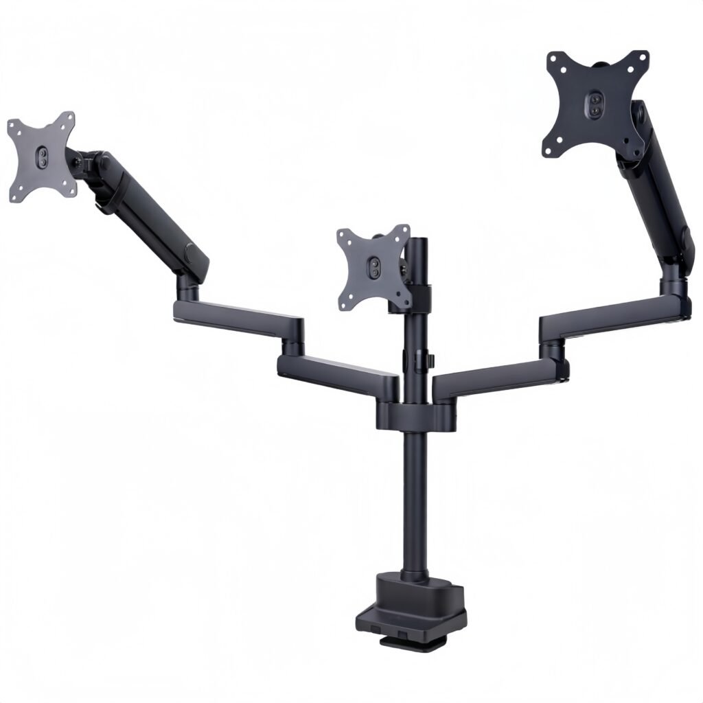 Multi-Axis Triple Monitor Mounting Arms